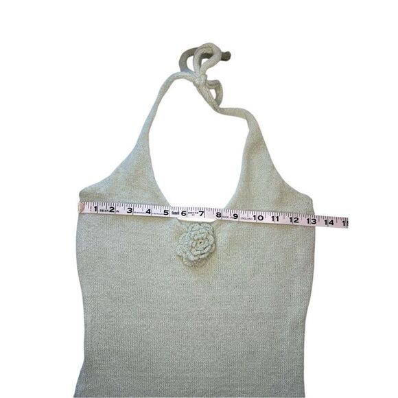 Lime green knitted halter dress with deep slit - XS - Picture 8 of 11